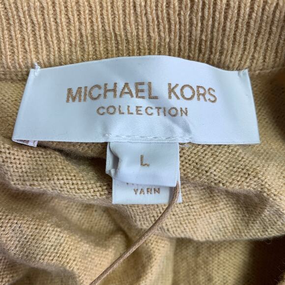 MICHAEL KORS COLLECTION Size L Tan Copper Cashmere Studded Animal Print Sweater - Picture 6 of 7